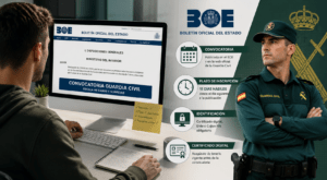 Aspirante consultando la convocatoria de la Guardia Civil publicada en el BOE.