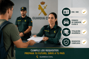 Aspirante revisando los requisitos para acceder a la Guardia Civil.
