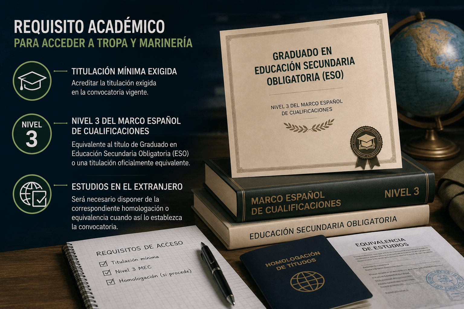 requisito académico para acceder a Tropa y Marinería