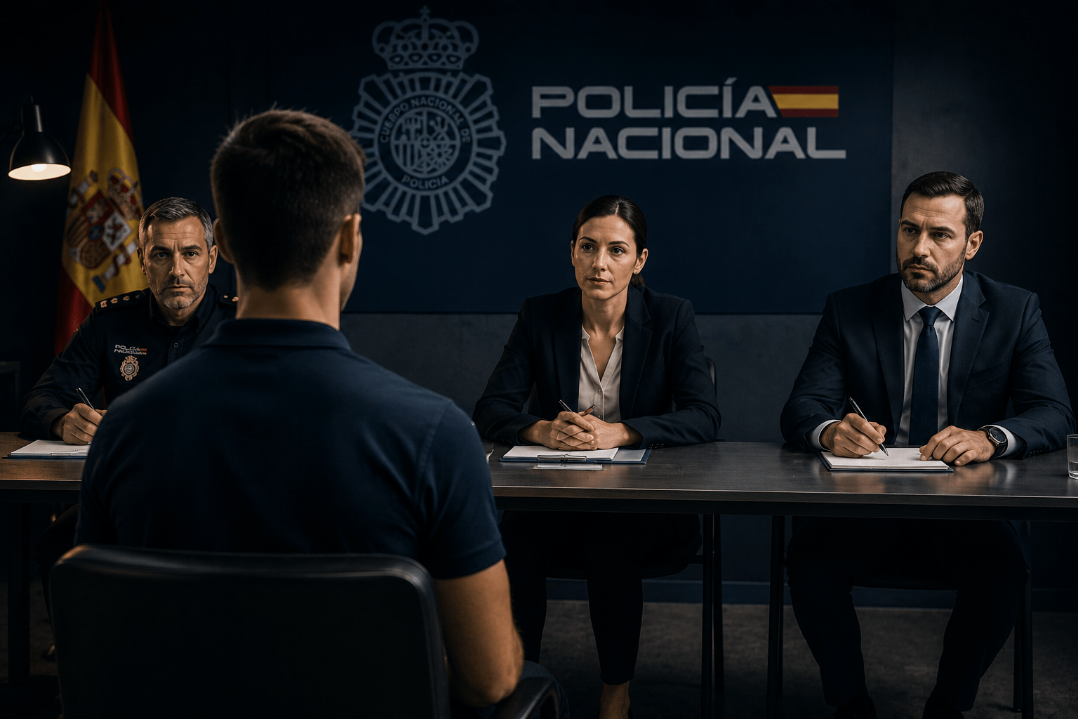 Entrevista personal de un aspirante durante el proceso selectivo de la oposición a Policía Nacional.