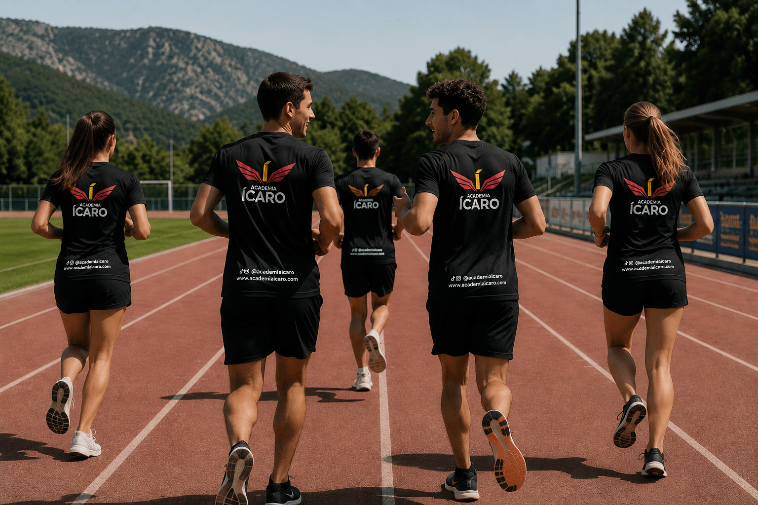 grupo de opositores corren para preparar las pruebas físicas