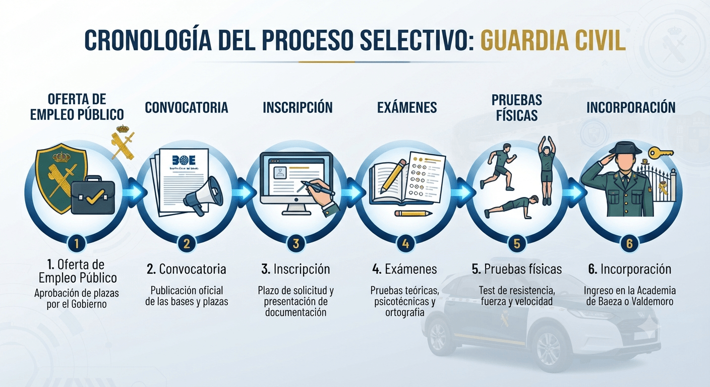 Cronología del proceso de la convocatoria de la Guardia Civil. </p>
<p>